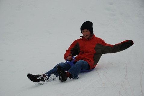 Evelyn on the sled
